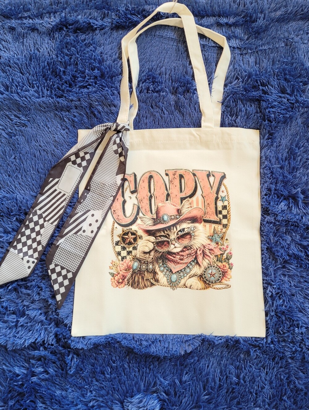 Copy Cat Canvas Tote Bag With Sash